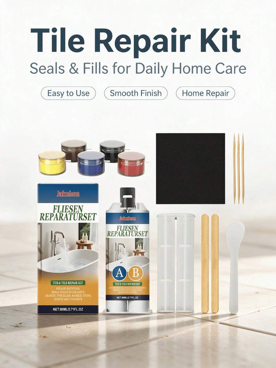 jakehoe Home Multi-Function Tile & Marble AB Repair & Sealing Kit, For Fixing Cracks, Chips, Holes, Surface Repair & Restoration Tool Set - A - View 1