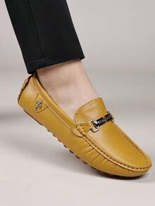 Handmade Men's Loafers, Comfortable Casual Work Driving Slip-On Shoes, Plus Size Men's Loafers, Slip-On Driving Shoes - Yellowish Brown - View 7