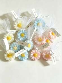 10pcs Chamomile Scented Candles, Handmade Smokeless Soy Wax, With Thank You Labels And Gauze Bags, Elegant And Exquisite, Suitable For Wedding/Birthday/Gift/Party/Mother's Day/Banquet, Perfect Home Decor - 10Pcs - View 1