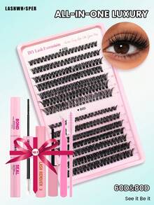 Dense 30D-100D Single Cluster False Eyelash Set, Includes Eyelash Tweezers And Eyelash Brush, D Curl Soft Lashes, Create Dramatic Eye Makeup - Multicolor - View 2