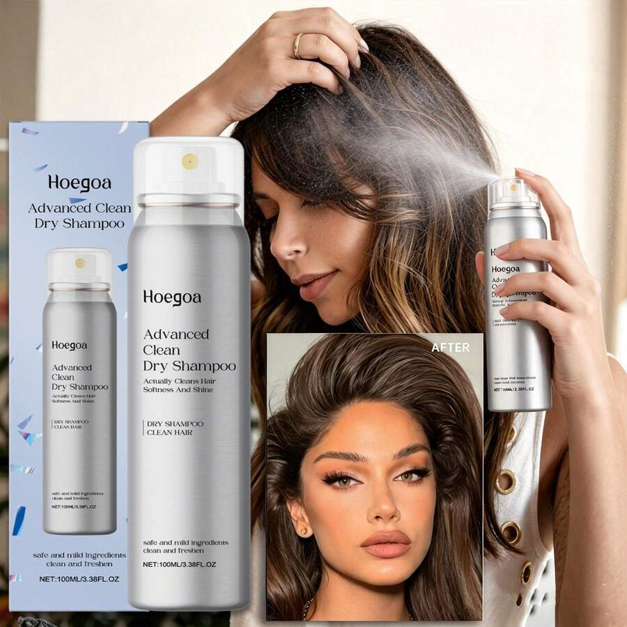 Hoegoa Bruma Capilar Sin Aclarado con Menta y Ácido Hialurónico - Champú Seco Refrescante Antigrasa para Cabello Graso, 100ml - Spray voluminizador para el cabello - Ver 1