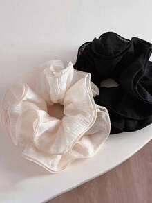 2/1pc Women's Lace Scrunchie, Large Fashionable And Versatile, Suitable For Bathing, Washing Face, And Matching Outfits - Multicolor - View 8