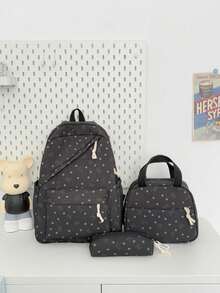 1 Set Back To School Backpack Set - Bow Pattern Large Capacity Backpack + Lunch Bag + Pencil Case Multi-Piece Set, With Laptop Compartment School Bag, Campus Day Bag, Lightweight Portable Zipper Bag, Suitable For Students/Teenagers/Graduates, Perfect For Outdoor/Travel/Middle School/High School/University, Essential College Backpack - Multicolor - View 15