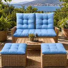 3-Piece Decorative Cushion Set For Living Room & Balcony | 1pc 50x100cm + 2pcs 50x50cm | Premium Fabric | Made In Turkey - Dusty Blue - View 3