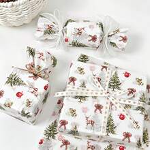 60/30/10 Sheets Christmas Pine Forest And Deer Pattern Tissue Paper With Matching Thank You Stickers, 1 Pack (8pcs) Thank You Stickers, 20*14 Inch Gift Wrapping Paper, Suitable For Christmas Decoration, Wedding, Thanksgiving, Birthday Gift Wrapping, Bouquet Wrapping, Gift Bag Filler And Party Gifts - Multicolor - View 4