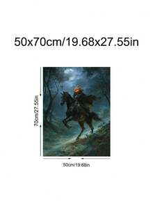 1pc Dark Academia Sleepy Hollow Headless Horseman Poster, Vintage Pumpkin Print, Gothic Halloween Decor, Bedroom Decor, Living Room Decor, Dorm Decor, Wall Art, Wall Decor, Home Decor, Room Decor, Canvas Wall Art, Poster, Framed Wall Art, Optional Frame - Horseman - View 22