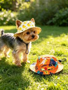 PETSIN 1pc Pet Bucket Hat,Ear-Out Anti-Fall Adjustable Sun Hat,Avocado,Small Dogs&Cats,Cute Party Costume,Pet Gift - Multicolor - View 5