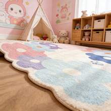 1pc Small Fresh Imitation Cashmere Floor Mat, Sofa And Coffee Table Blanket, Household Carpet, Dirt Resistant And Easy To Maintain Bedroom Bedside Blanket - Multicolor - View 1