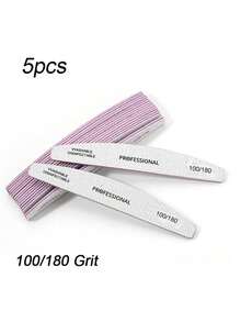 15/25/50 Pcs Half Moon Professional Nail Files, With 80/80, 100/180 Grit Nail File Strips - Grey - View 10