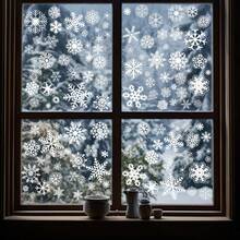 5pcs/Set 20*30cm Glue-Free Reusable PVC Christmas Static Glass Stickers, Winter White Snowflake Patterns In Various Sizes, Easy To Apply And Remove Without Residue Window Decor, Suitable For Christmas, New Year, Winter Party, Home Living Room, Store Window, Classroom, Office And Glass Door/Window Decoration - Multicolor - View 6