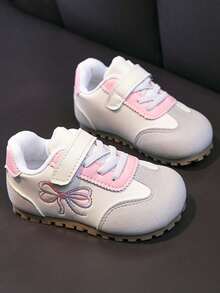 Toddler Girls' Colorblock Sports Shoes With Hook & Loop Closure, Soft Sole, Anti-Slip, Outdoor Walking Shoes - Beige - View 3