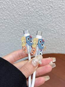 3件組 英規充電線波浪形保護套 動物頭圖案 適用英規 2W Apple 快充充電器 20W 英規充電器使用 防斷裂充電線保護套 - 彩色 - 查看 2