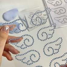 5/3/1pc Korean Silver Wing Rhinestone Stickers - Self-Adhesive Dreamy Cartoon Design, Shiny Wings And Hearts, Rectangular Plastic Decals, Suitable For Scrapbooking, Journals, Planners, Handmade Crafts - Durable Shiny Surface, Single-Use Decorative Stickers - Wings - View 1