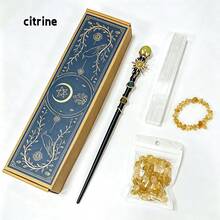 1box Amethyst Witch Crystal Wand Altar Kit, Natural Crystal Stones Selenite Wand Bracelet Wicca Ritual‑Supplies, Spiritual Decor Halloween Witchcraft - Scepter Plaster Set - View 11