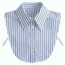 1 buah Kemeja Unisex Minimalis Bergaris dengan Kerah Palsu, Lapisan Dalam Sweater Kasual Formal Dekoratif Serbaguna dengan Kerah Palsu - MultiWarna - View 7