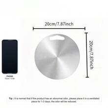 1pc Outdoor Kitchen Stainless Steel Cutting Board, Pizza Cutting Board, Stainless Steel Round Cutting Board, Dishwasher Double-Sided Pizza Meat Fruit Vegetable Cutting Board, Kitchen Accessory, Reusable - Silver - View 5