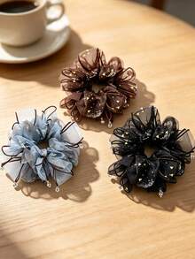 1pc Fashion Elegant Sweet Shiny Hair Scrunchie, Super Fairy High Ponytail Bun Hair Tie, Voluminous Hair Scrunchie - Multicolor - View 7