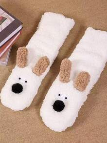 Women's Extra Thick Floor Socks, Thermal Lined Warm Comfortable Cute Home Socks, Suitable For Autumn/Winter, Suitable For Watching TV And Foot Warmth - White - View 3