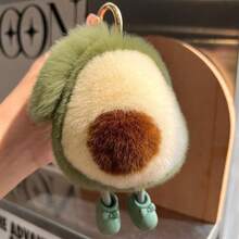 Cute Avocado Plush Pendant, Faux Rabbit Fur Material, Ins Style Backpack Car Decor, Adorable Fruit Design Creative Small Gift, Green Little Feet Design, Holiday Gift - Green - View 12