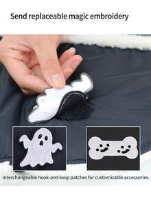 Halloween Thick Dog Coat, Soft Fleece Lining, With Replaceable Embroidered Hook And Loop, Adjustable Design, Easy And Convenient, Suitable For Medium And Large Dog Festival Gifts - Dark Green - View 5