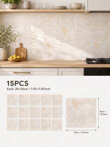 SUPSTICKER Marble Pattern Floor Tile Stickers, Matte PVC, Peel And Stick, 5 Or 15pcs, 15/20/30cm, For Kitchen, Bathroom And Entryway - Marble Pattern - View 43