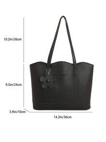 PU Tote Bag With Floral Decoration, Shoulder Handbag For Women, Large Capacity Tote Bag, Wear-Resistant And Scratch-Resistant Multi-Purpose Mommy Bag, Shopping, Multi-Use, Holiday Gift - Multicolor - View 3