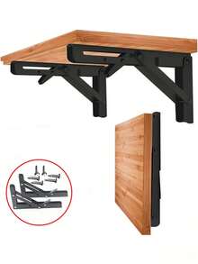 2 Pieces Heavy Duty Folding Shelf 90 Degree Decorative Table Adjustable Angle Metal Wall Mount Table Bracket Storage Support Furniture Accessories Autumn Home Decor Room Decor - Black - View 10