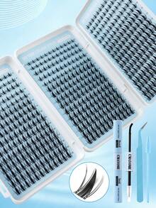 540Pcs Spiky Manga Lash Clusters Kit, Anime Individual Cluster Lashes 8-16mm Mixed Length DIY Eyelash Extension Set With Lash Bond & Seal, Tweezers & Brushes, Segmented Fake Eyelashes For Beginners - White - View 3