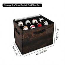 8 Grid Wood Grain Fabric Storage Box Foldable Shoe Organizer With Clear Lid Divider Closet Bin Clothes Wardrobe Container Bedroom Home Organization Solution Drawer Shelf Space Saving Stackable Multipurpose Boxes For Graduation Gift - View 12