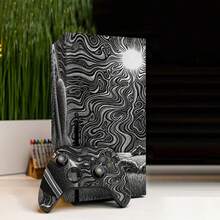 Series X Console & Controller Skin Sticker Set, Black & White Space Planet Eclipse Art Pattern, Waterproof, Scratch-Resistant, Durable, Removable, No Residue, PVC Vinyl Protective Film - View 2