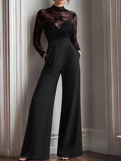 Women's Black Suit Pants, High Waist Wide Leg Non-Stretch Formal Trousers, Suitable For Office And Business Occasions