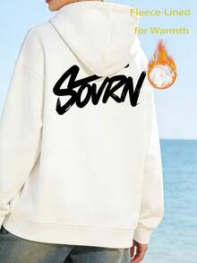 Women's Men's Casual Hooded Sweatshirt Pullover With Drawstring, LongDropShoulder Sleeve, Rib-Knit Hem& War Lined Fleece Perfect For Streetwear Style - White - View 14