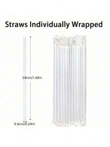 100pcs Individually Wrapped 19cm Transparent/Black/Mixed Color Straws - Suitable For Beer Tasting, Snack Sampling, Wedding, Birthday, Bachelor Party, Adult Ceremony, Easter, St. Patrick's Day - Catering Service Supplies - Multicolor - View 5