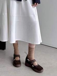 女款小眾厚底芭蕾訓練鞋 百搭時尚休閒運動瑪麗珍鞋 大尺碼 - 棕色 - 查看 7