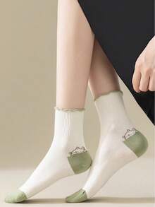 5 Pairs Cute Cat Socks For Girls, Mid-Calf Thin White Lace Japanese Ins Style 2026 New, Suitable For Spring/Summer, Can Be Paired With Leather Shoes - Multicolor - View 3
