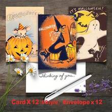 24 Vintage Halloween Greeting Cards With Envelopes, Birthday Wish Cards, Gifts For Classmates, Friends, Family UHSN - Sets - View 6