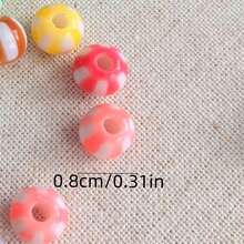 60pcs 8mm Multicolor Two‑Tone Striped Round Acrylic Stringing Beads, Color Block Loose Beads For DIY Bracelet, Keychain, Phone Charm Handmade Jewelry Supplies - Multicolor - View 3