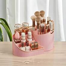 Mini 360° Rotating Cosmetic Storage Box And Desktop Pen Holder Stationery, Available In White, Pink And Cream, Plastic Cosmetic Storage Rack, Multi-Functional Holder For Brushes, Lipsticks, Skincare Products And Stationery - Durable, Odorless, Desktop Friendly, Space-Saving Cosmetic Storage With Elegant Design - View 18