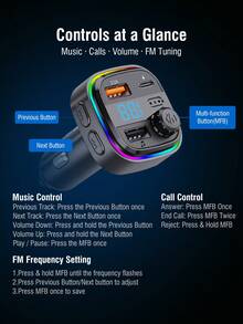 REMAX 3-Port Fast Charging Bluetooth Car Charger With RGB Ambient Light; USB-C Port; Built-In Microphone For Music/Call/Navigation; Bluetooth 5.3 With Auto Reconnect; Bluetooth & USB Dual-Mode Playback; Car Accessories - Black - View 10