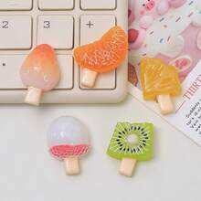 6/12/18pcs Cute Strawberry Watermelon Ice Cream Fruit Theme DIY Resin Pendant Accessories, Suitable For DIY Crafts, Hair Clips, Scrapbooking Jewelry Making Materials Decoration - Random Mix - Fruit Ice Cream Theme - View 4