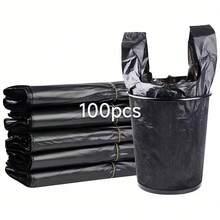 100/275/365pcs Thickened Large Black Garbage Bags, Kitchen Trash Bags, Vegetable Bags, Large Size Garbage Bags, Suitable For Paper, Plastic, Bottles, Newspapers, Lawn, With Handle T-Shirt Bags, Large Capacity Plastic Bags - Black - View 9