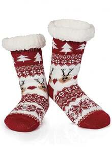 1/2/3 Pairs Extra Thick Christmas Socks, Mid-Calf, Non-Slip Sole, Thermal Lined, Cute Indoor Home Socks For Women, Children And Adults, Gift - Multicolor - View 16