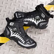 Men's Casual Motorcycle Boots, Suitable For Racing And Combat, Fashionable Motorcycle Shoes, Riding Shoes, With Rotating Buckle, PU Material Motorcycle Shoes - Black Silver - View 6