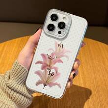 1pc Pink Butterfly Flower Pattern New Style Personalized Frame 2-In-1 Transparent Full Coverage TPU Shockproof Fashion Phone Case Compatible With IPhone 11 12 13 14 15 16 17 Pro Max - Multicolor - View 3