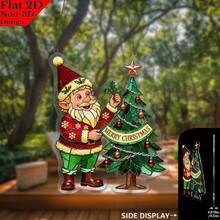 2D Flat Acrylic Printed Garden Sun Catcher With Christmas Tree And "Merry Christmas" Design, Perfect For Entrance, Garden Shed, Porch, Flower Bed And Christmas Decor - A - View 5