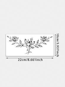 1pc Herbal Temporary Tattoo Sticker, Black‑Grey Dot‑Work Three Lotus With Branches And Leaves Pattern, Realistic Fake Tattoo Design, Suitable For Daily, Bachelorette Party Favors, Music Festivals, Game, Graduation Gifts, Lasts 7‑14 Days - Black - View 6