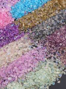 1‑4mm(0.04‑0.16 Inch) Colorful Glass Crushed Stones, Crystal Chips Particles. Exquisite Workmanship, Fresh & Versatile; Irregular Mixed‑Color Style For DIY Jewelry & Vase Filler - 1PC - View 2