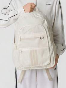 Ransel Olahraga Ringan adidas Sportswear dengan Jahitan Logo, Banyak Kantong, Bahan Kain, Ukuran Reguler, Unisex, Warna Putih Gading - seperti susu - View 1