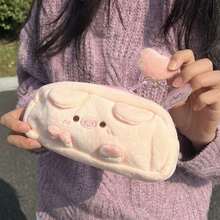 Ins Pink Pig Pencil Case, Cute Plush Makeup Bag, Large Capacity Stationery Storage Bag For Students - Little Mouse - View 3
