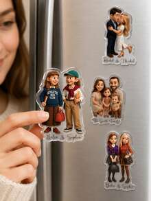 Customized Photo Acrylic Fridge Magnet, Personalized Photo Fridge Magnet, Customizable Photo Fridge Magnet, Decorative, Suitable As Anniversary Gift For Men Or Women - Multicolor - View 5